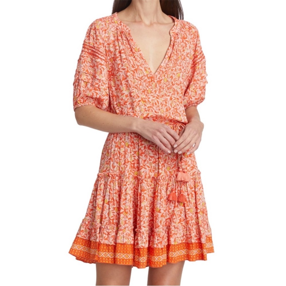 Poupette St Barth Bona Mini Dress in Orange Tassel Medium